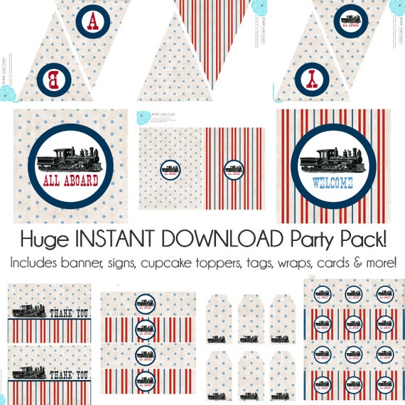 Vintage Train Birthday Party, Train Baby Shower, Train Birthday Decorations, Train Baby Shower Decorations, Train Party Decorations Il_570xn
