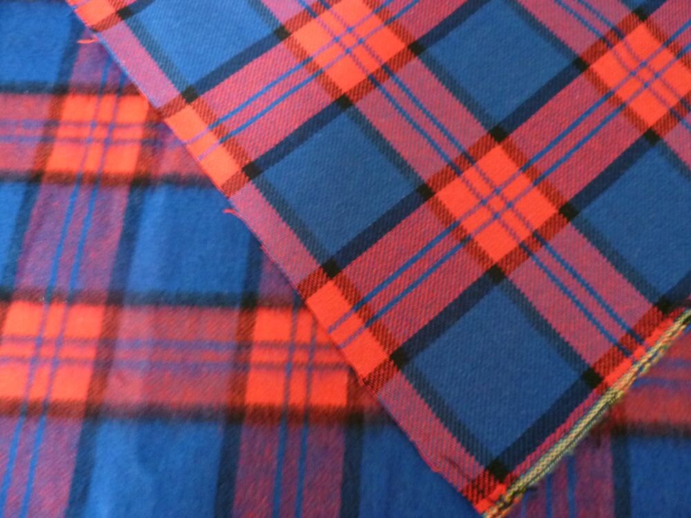 Red & Blue Plaid Fabric Brushed Acrylic by TheSewingGin on Etsy