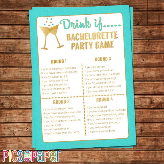 Bachelorette Party Drinking Game Printable Drink if Teal