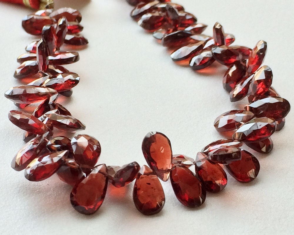 Garnet, Garnet Faceted Pear Beads, Garnet Necklace, Red Garnet Beads ...
