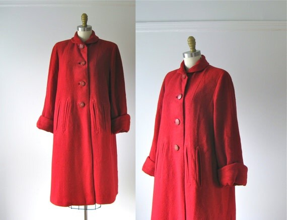 Little Red Fox / 40s wool coat / vintage 1940s coat