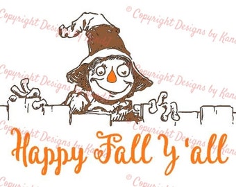 Scarecrow svg Happy Fall Y'all SVG File digital cut file fall svg - Instant Download
