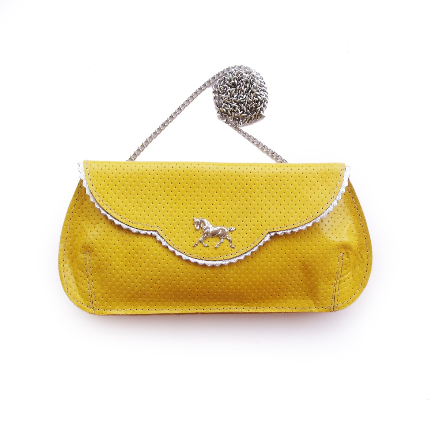 Small mustard yellow leather clutch Yellow evening by LiberinaBags