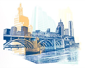 St. Paul Screen Print Poster - Saint Paul Skyline