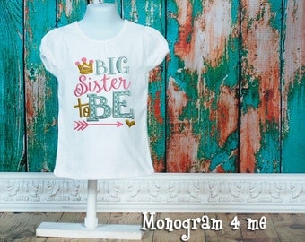 Big Sister Announcement shirt, New baby, Big Sister to Be, Sibling shirt