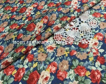 rayon fabric, retro floral print rayon fabric, half yard by 54" wide