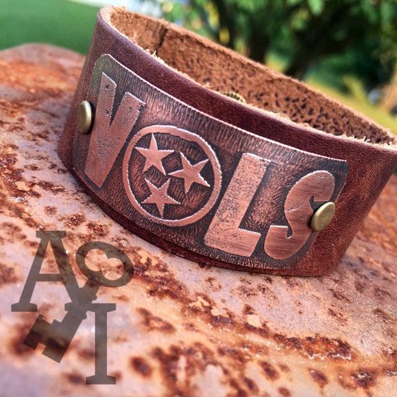 Items similar to Tennessee Vols etched copper Bracelet ... Tri Star ...