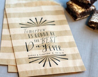 Wedding Favor Bag - Personalized - Best Day Ever - Treat Bags - Candy Bags - Wedding Party Gifts - Rehearsal Dinner Favor - 25 bags