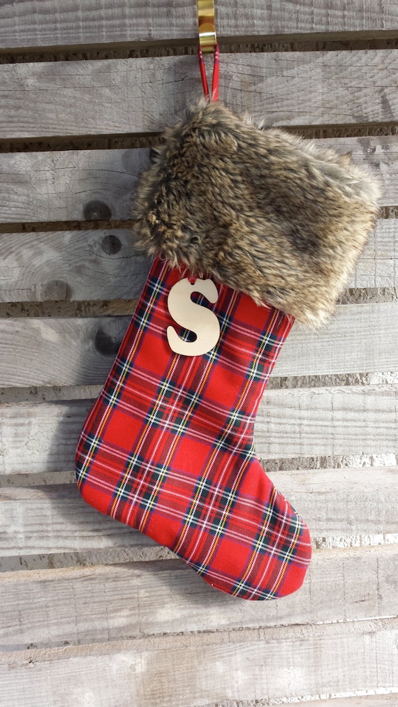 Tartan and fur christmas stockings tartan stocking fur