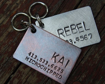 Custom Hand Stamped Dog ID Tag, Personalized Dog Tag, Tag for Large Dog, Copper Dog Tag, Aluminum Pet ID Tag