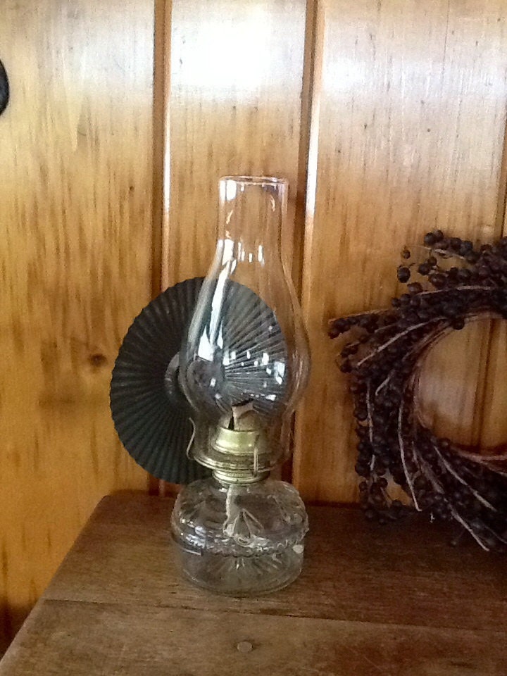 Antique Eagle Oil Lamp w/Tin Reflector Shade by