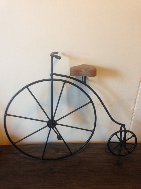 Shabby Chic Metal Mini Unicycle Bike with Wooden Seat Home