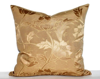 Gold Pillow Cover Floral Upholstery Fabric Throw Pillow Cover Decorative Pillow Euro Sham 26x26 24x24 22x22 20x20 18x18 16x16