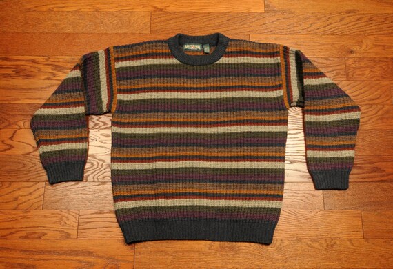 mens vintage sweater 80s preppy stripe sweater 1980s prep