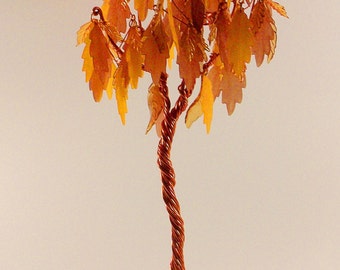 Items similar to Fall Leaves Wire Art Sculpture with Branch on Etsy