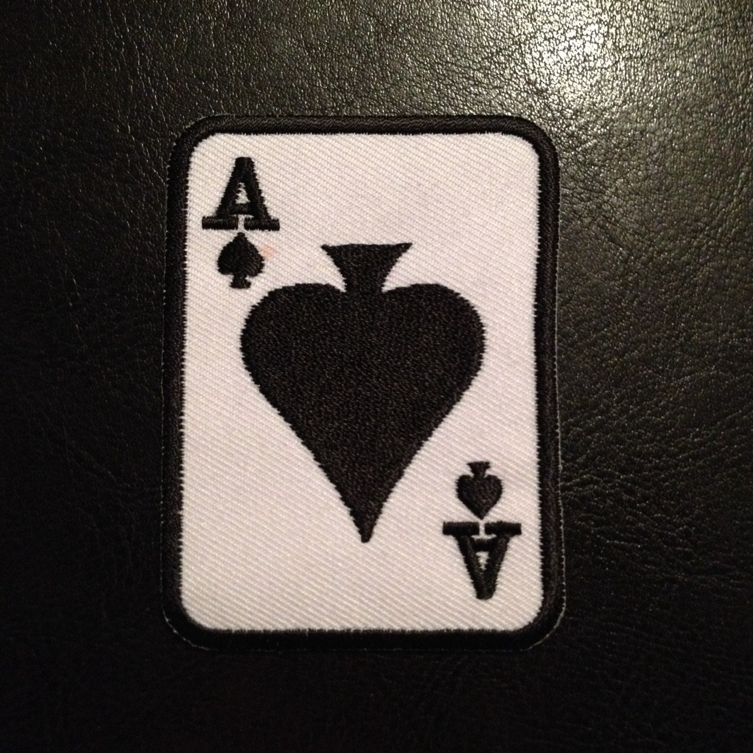Ace of spades card biker leather denim jacket vest patch Haute Juice