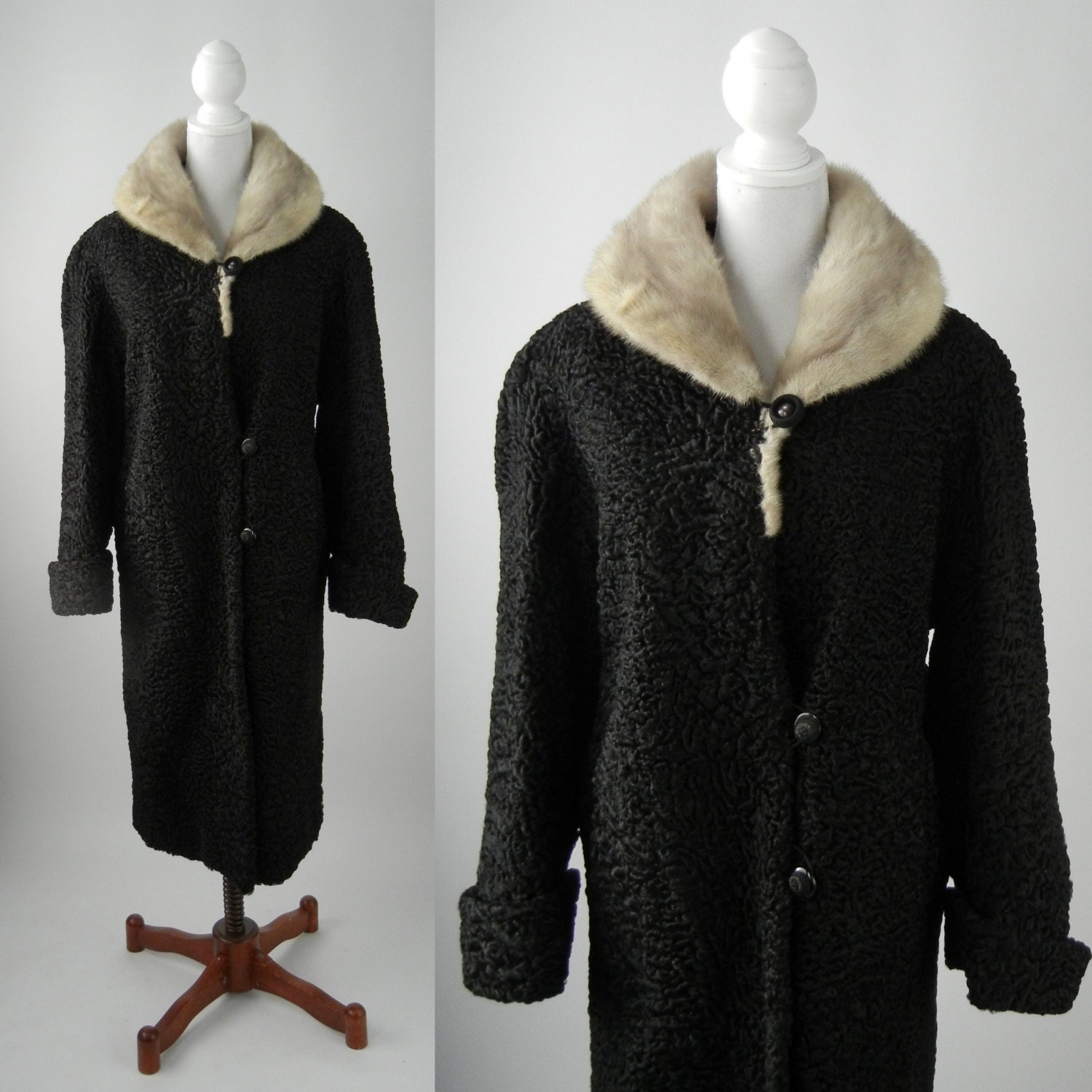 Vintage Coat Vintage Black Coat Vintage Lambswool Coat