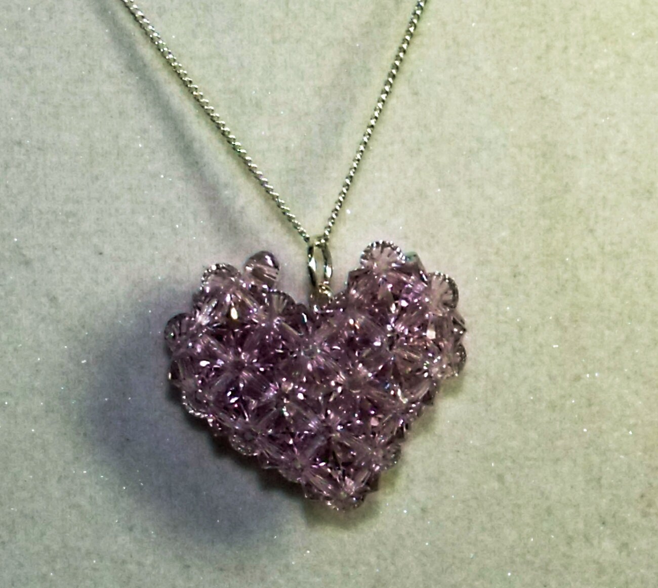 Swarovski Crystal Puffed Heart Necklace Violet with Sterling
