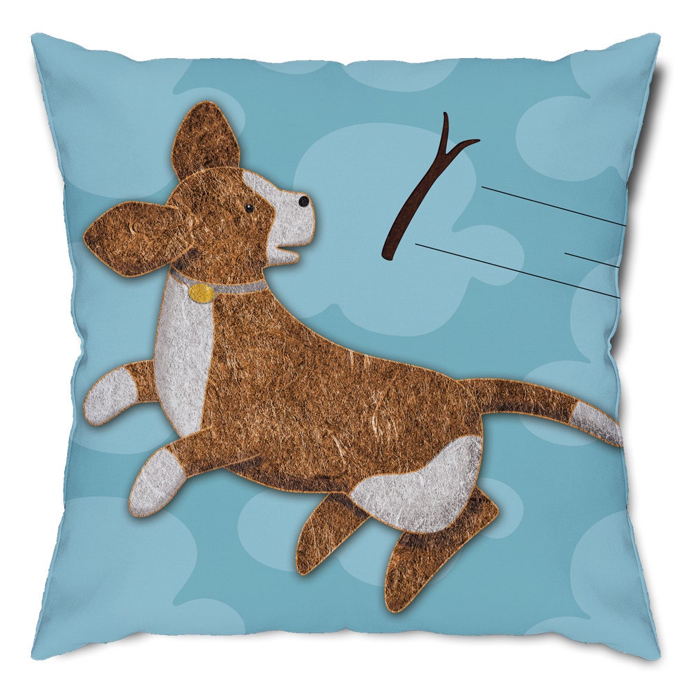 Play Catch Puppy Dog Throw Pillow