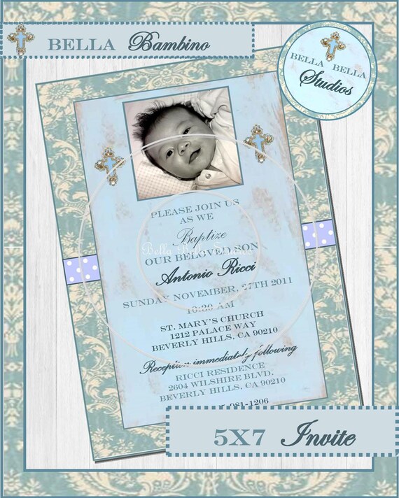Bella Bambino - Custom Printable INVITATION - Birth Announcement, Baptism, Christening Il_570xn