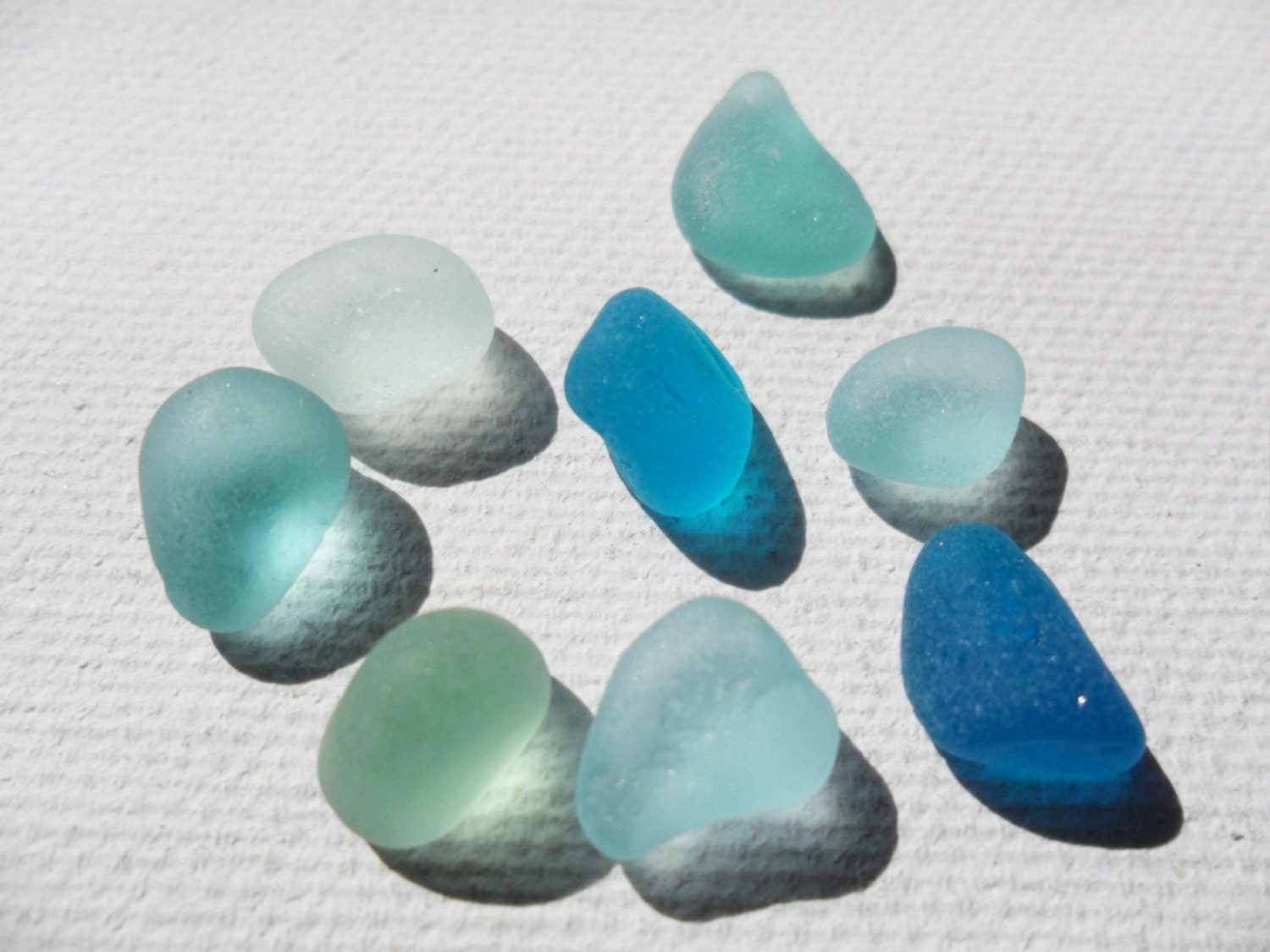 Aqua blue and turquoise sea glass mix 8 pretty English beach
