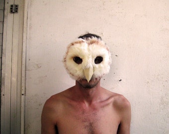 Burning Man Owl / Barn Owl/Mask art/ Burning man mask/ carnival mask/ Adults Halloween mask/ Owl face mask/ Animal masks/ festival headdress