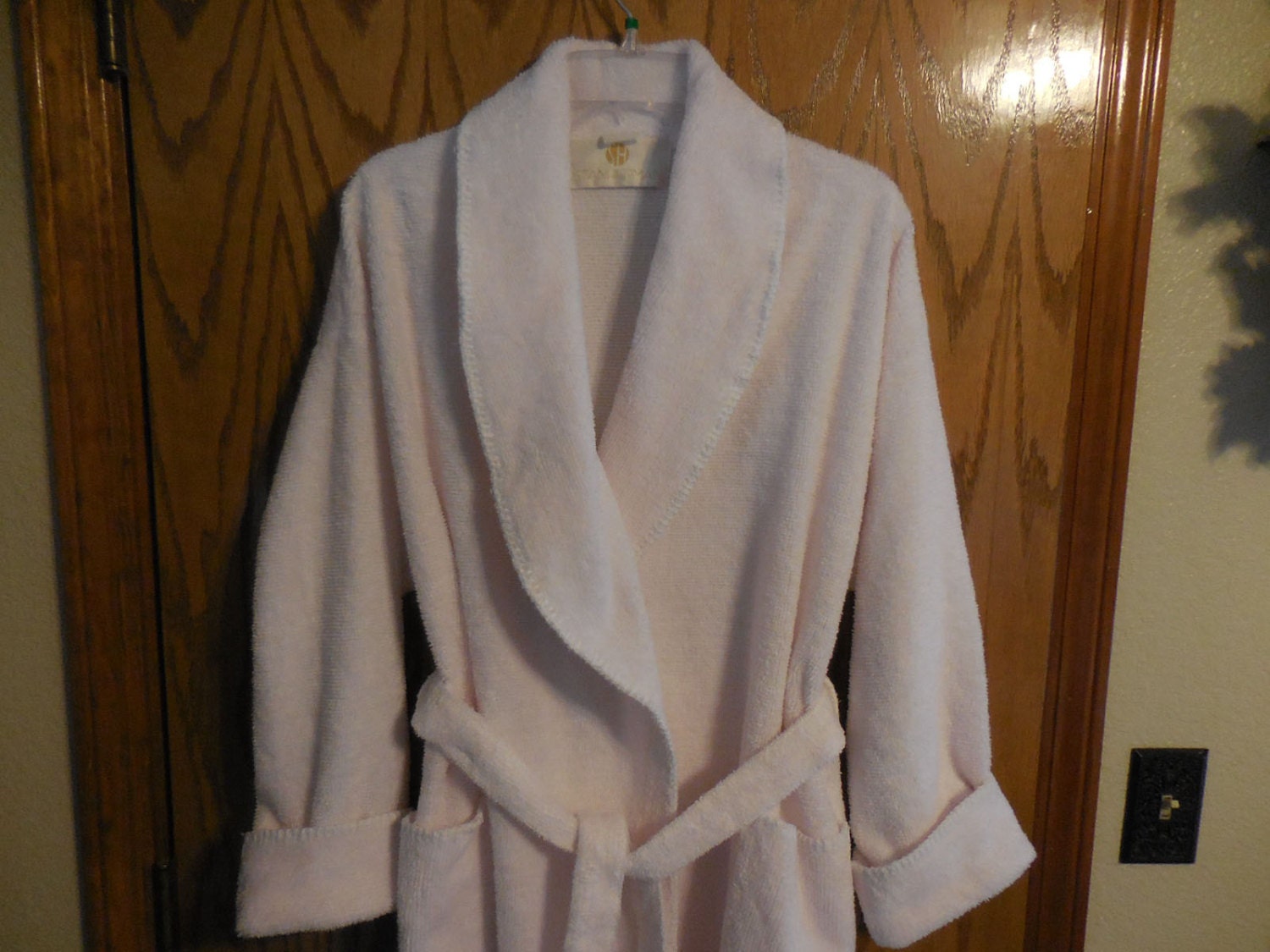 Vintage Herbcraft Pale PINK Chenille ROBE Plush Pink Line