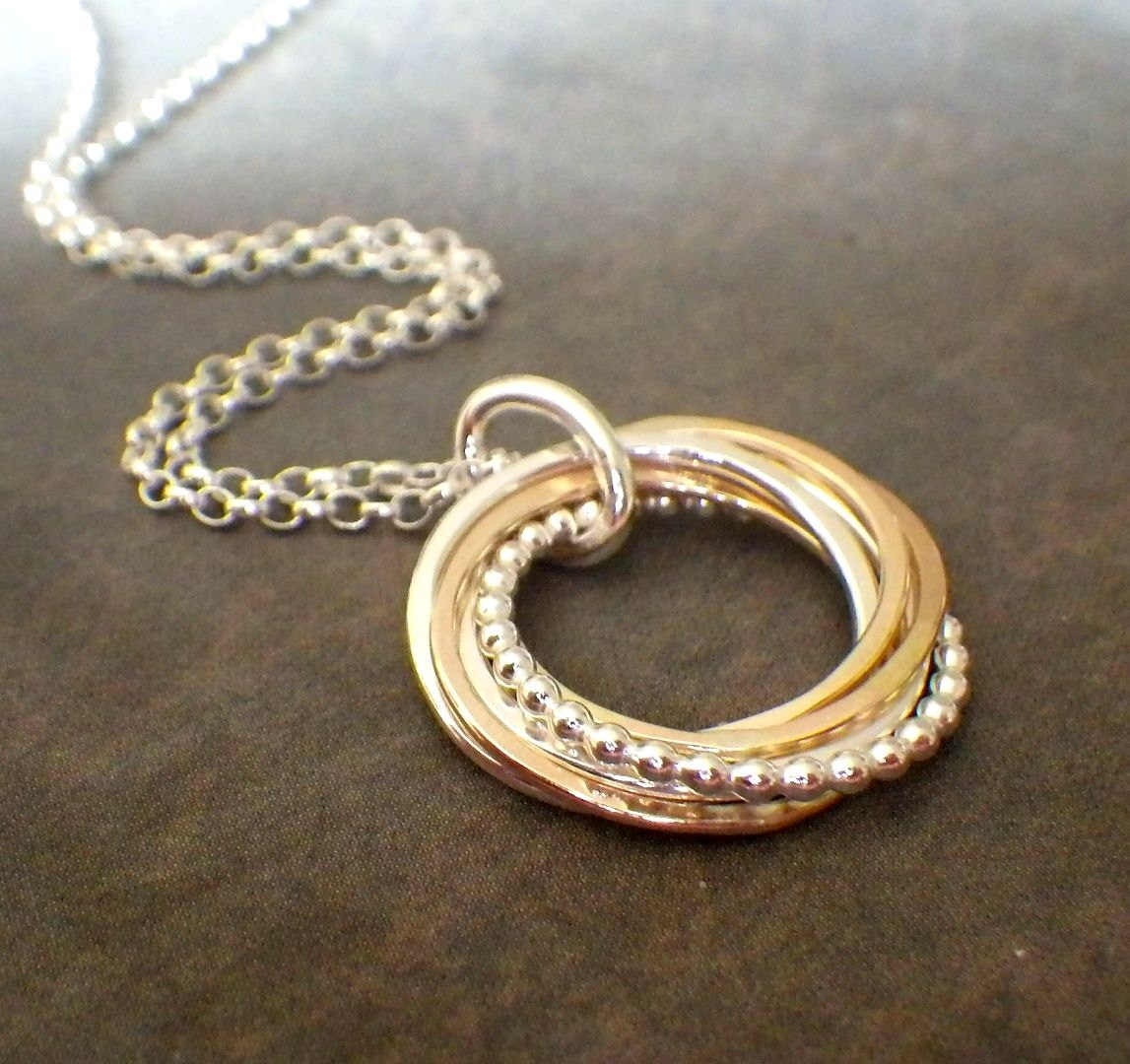 6 Rings Necklace Interlocking Rings 60th Birthday Necklace