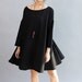 Women Cotton Loose Fitting Cloak dress large size Loose doll knee length dress