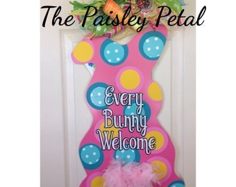 READY TO SHIP! Easter Bunny Front Door Hanger, Easter Decoration