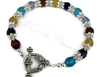 Crystal Bracelet - Silver Bracelet - Silver Crystal Bracelet - Rainbow Crystal Bracelet - Silver Rainbow Crystal Bracelet - Silver Jewelry