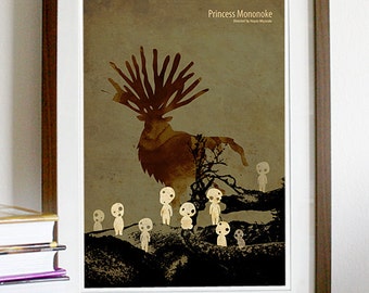 Hayao Miyazaki Anime Movie Poster Series - Princess Mononoke