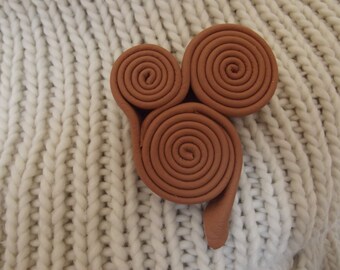 Leather brooch, swirly leather brooch, small brooch, leather embellishment, leather gift, gift