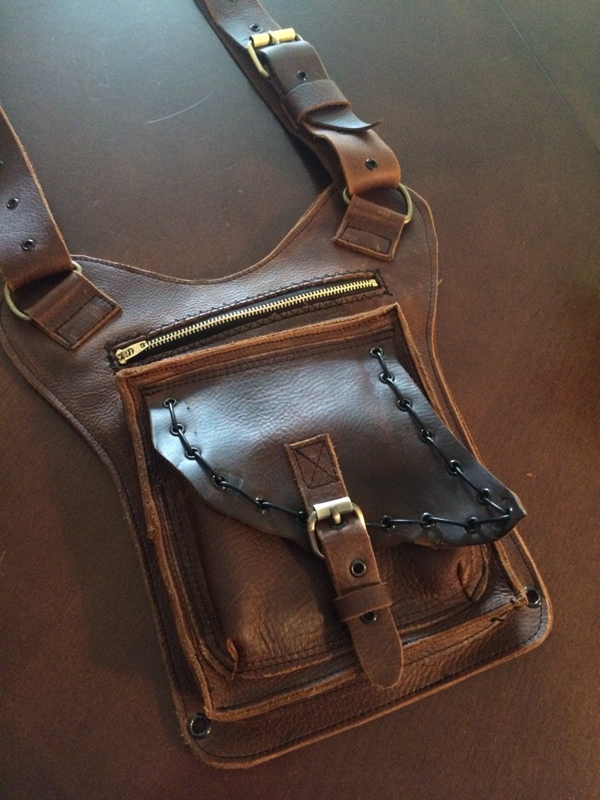 Custom Leather Hip Purse Genuine Leather Biker Bag