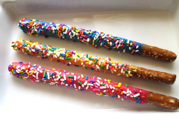 24 Chocolate Pretzels Dipped Pretzel Rods Birthday party