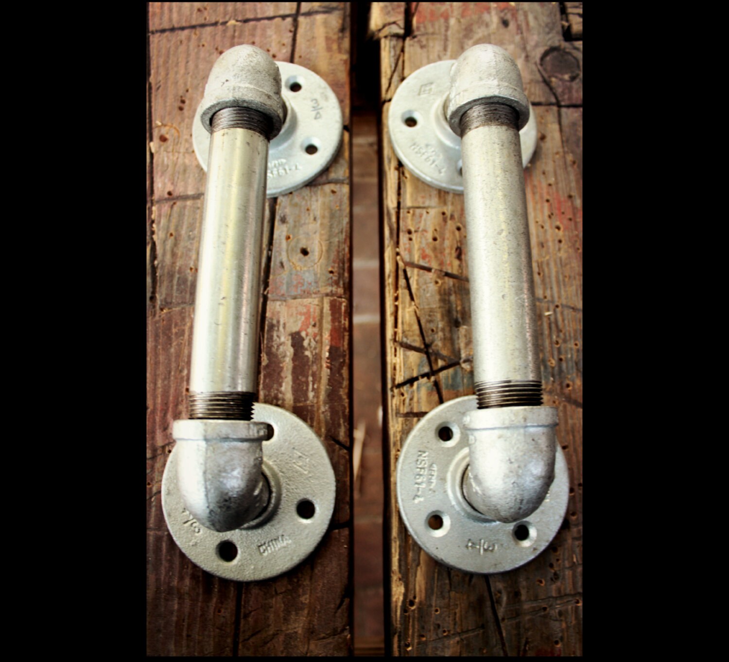 2 Industrial Door Handles Galvanized Pipe Door pulls