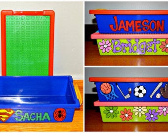 Travel Building Blocks Box - Personalized and Hand Painted