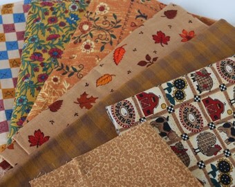 Fabric Scraps 1 pound Assortment Home Decor Cotton Fabric Mix brown/beige/creme