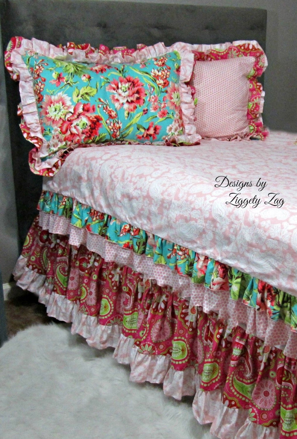 Twin Bedding set Girls Ruffled Duvet
