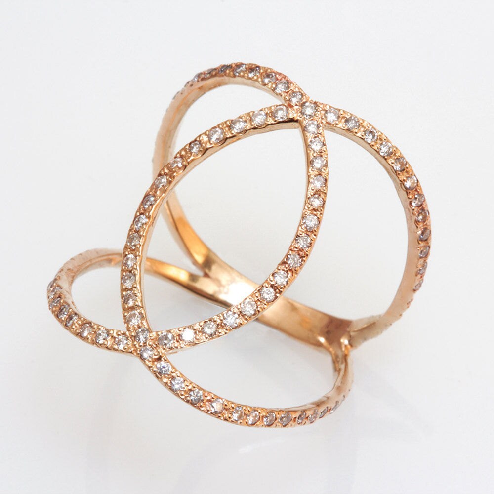 Yellow Gold Cross Loops Ring Silly Shiny by SillyShinyDiamonds