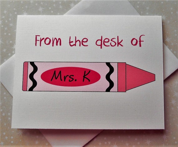 Personalized Crayon Teacher Note Cards 8ct