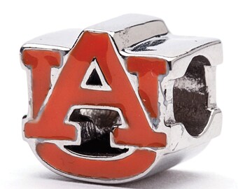 Auburn University AU Logo Bead Charm Orange