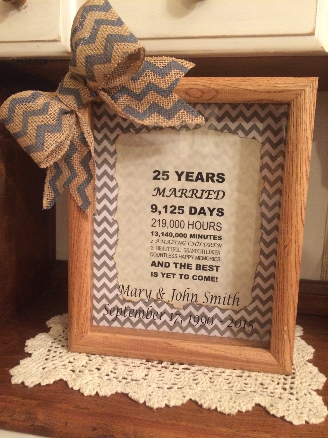 Personalized 25th Wedding Anniversary Gift Years Months