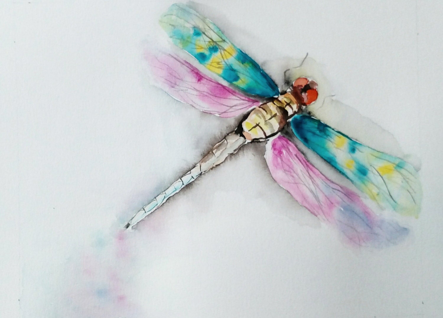 Dragonfly Art / Dragonfly Watercolor Painting/ Original