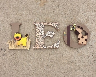 Safaril Letters, Safari Wooden Letters, Safari Nursery Decor, Safari Wood Initials, Safari Bedroom Decor, Safari Nursery Decor