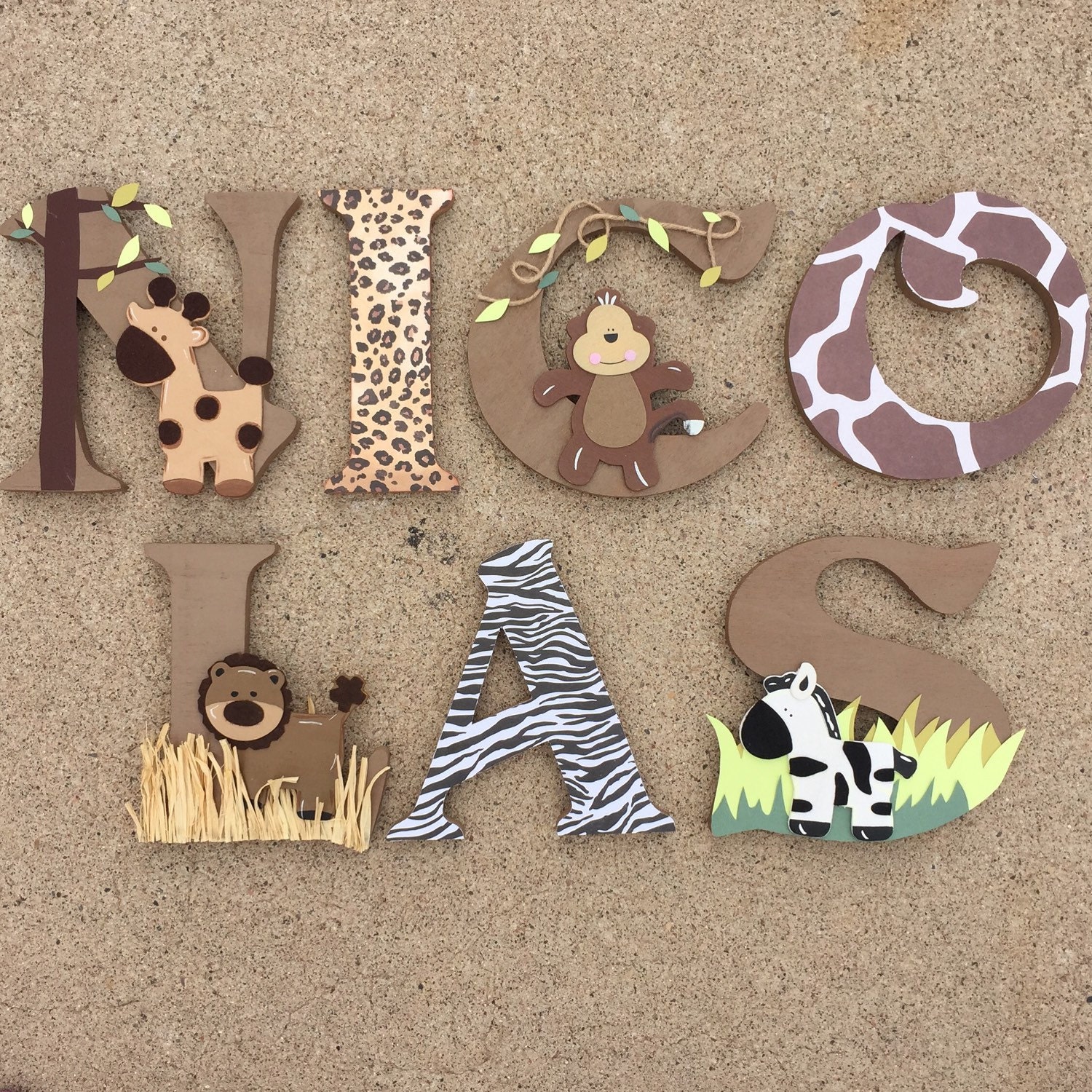 safari wooden letters