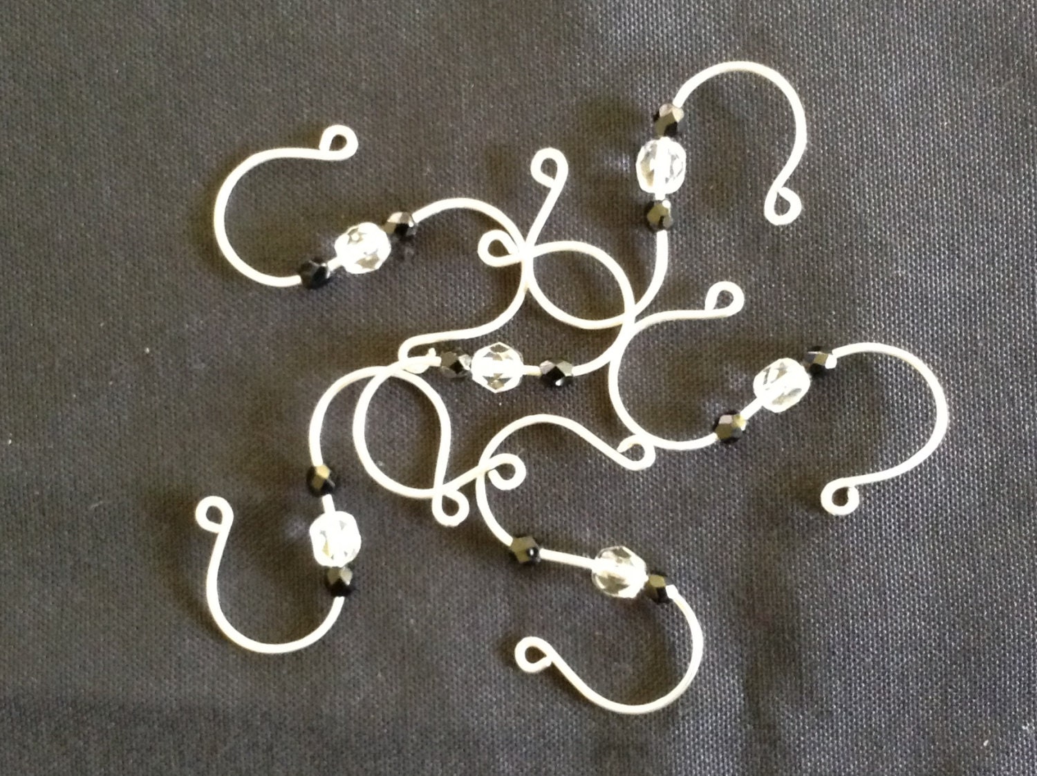 24 Silver Plated Sturdy S Ornament Hooks with Clear and Black