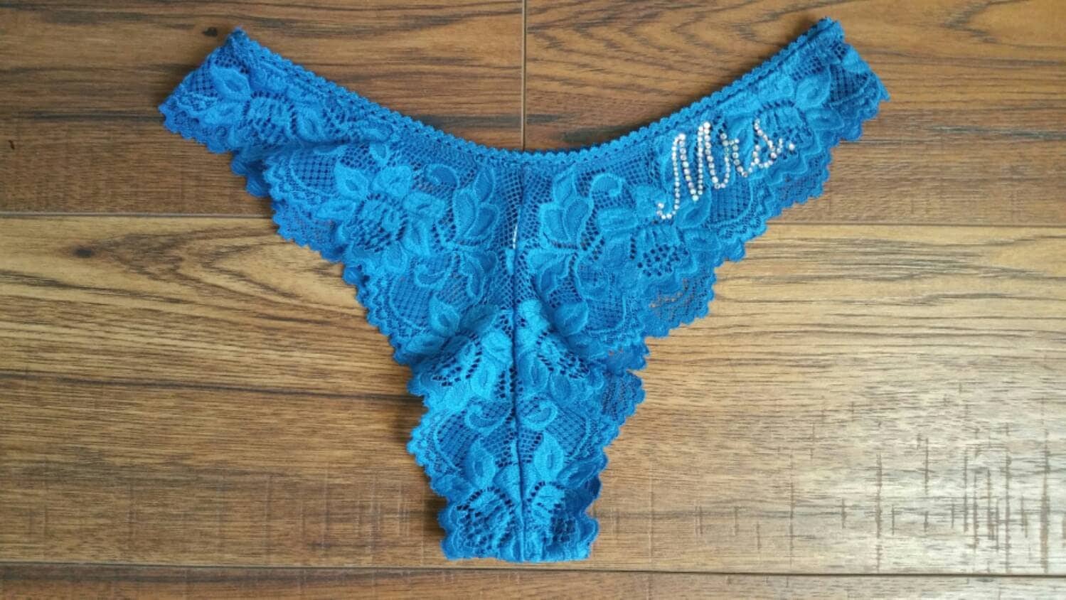 Reduced Teal Lace Bridal Tanga W Mrs In Crystals Peacock