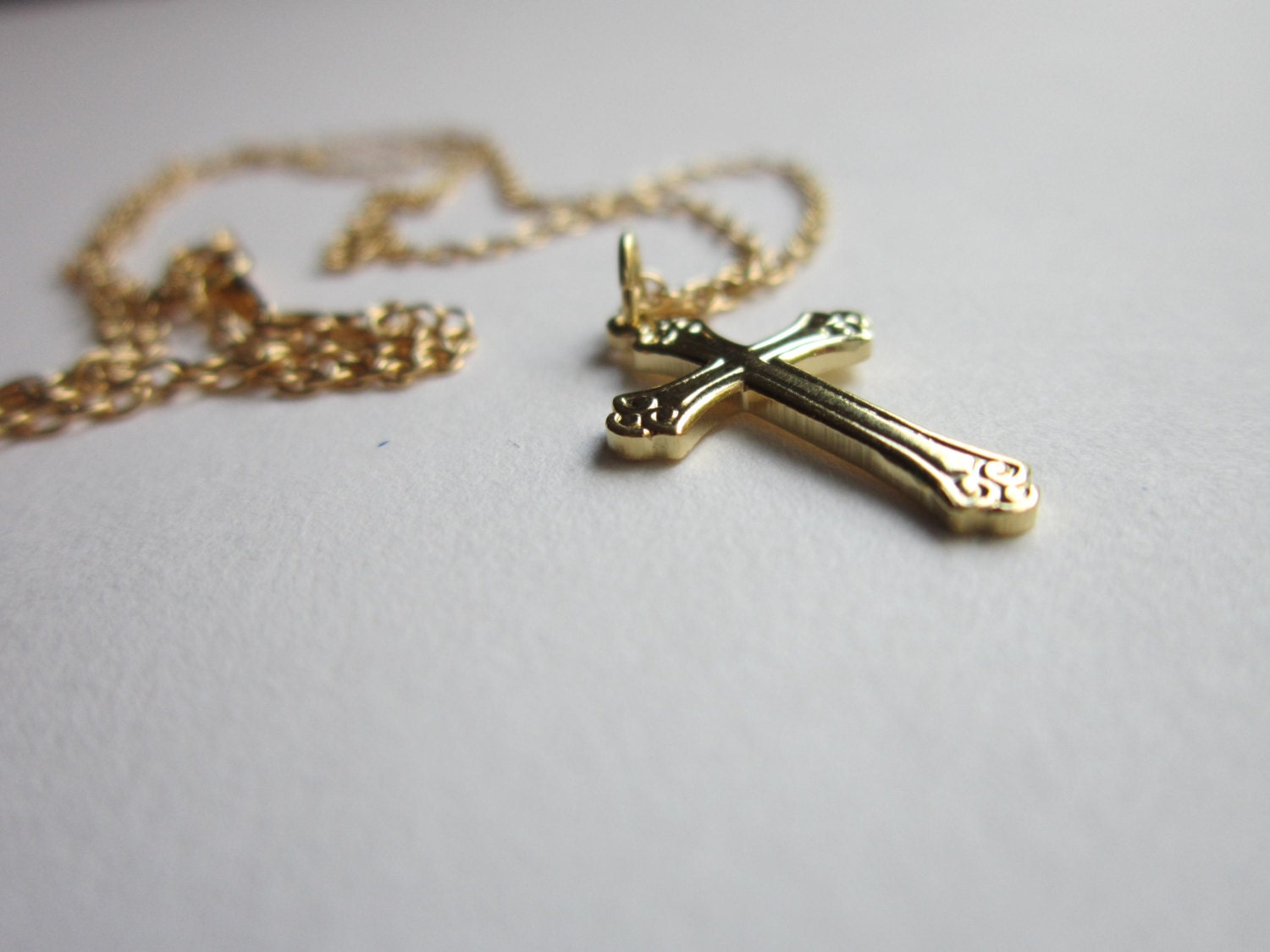 Simple 14K GoldFilled Cross and Chain First Communion