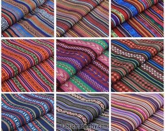 Colorful Stripe Cotton Fabric Yarn Dye Fabric BOHO Bohemian Style Bag Chair Cushion Fabric- Fabric 1/2 Yard